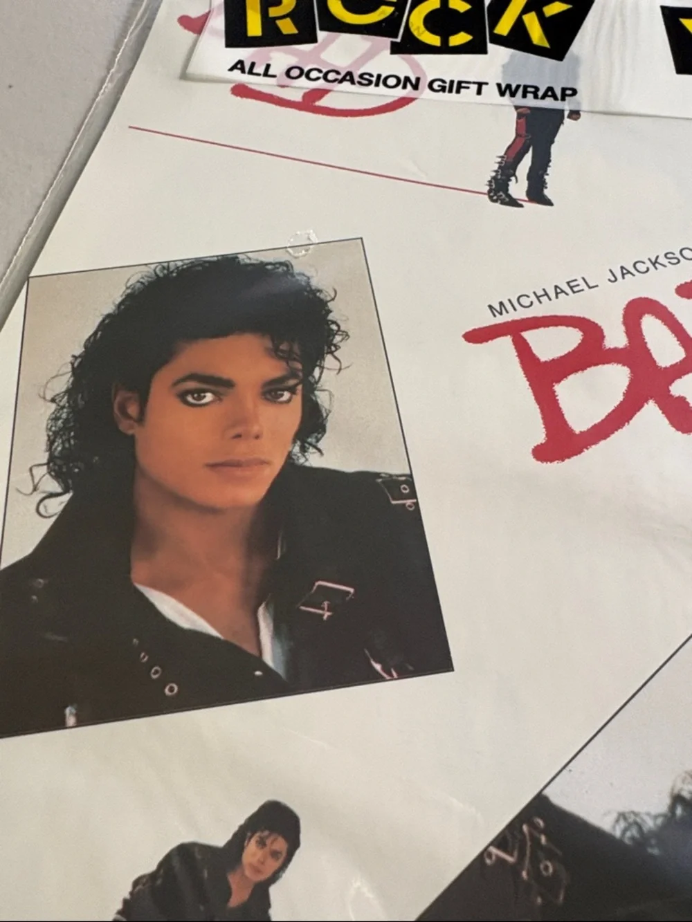 Michael Jackson BAD Wrapping Paper Gift Wrap NWT. Pop. SET of 4 RARE! Rock Wraps